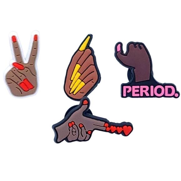 4pc Mani Hands Nails Bogg Bag Charm 👜 Croc Shoe Jewelry Jibbitz Hearts Bundle - Picture 1 of 4